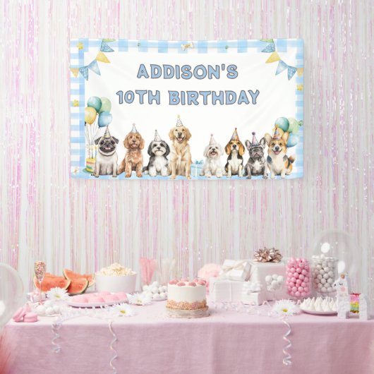 Hondje roept alle feestbeesten verjaardag  spandoek (Feest)