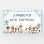 Hondje roept alle feestbeesten verjaardag  spandoek (Horizontaal)