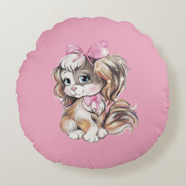 Hondje Ronde Kussen (Voorkant)