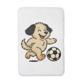 Hondje speelt voetbal badmat (Voorkant Verticaal)