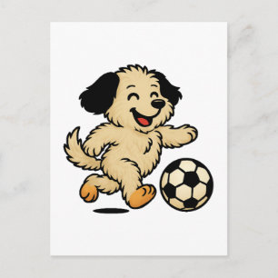 Hondje speelt voetbal briefkaart