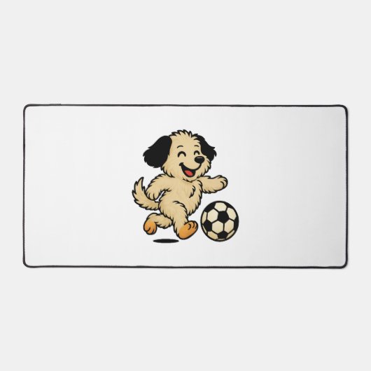 Hondje speelt voetbal bureaumat (Voorkant)