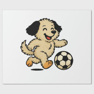 Hondje speelt voetbal cadeaupapier