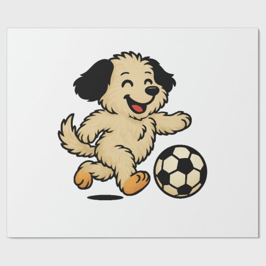 Hondje speelt voetbal cadeaupapier (Vlak)