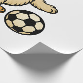 Hondje speelt voetbal cadeaupapier (Hoek)