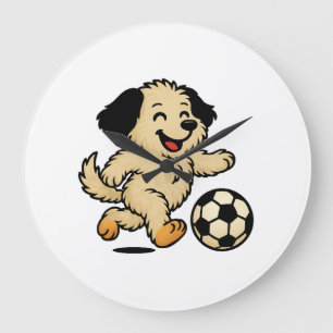 Hondje speelt voetbal grote klok