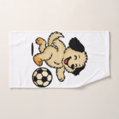 Hondje speelt voetbal handdoek (Handdoek)