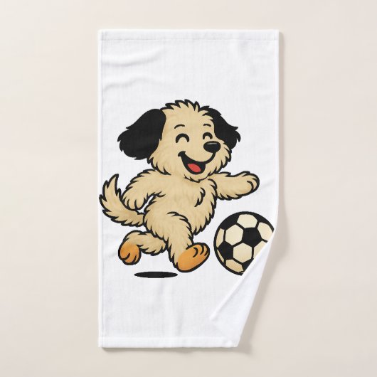Hondje speelt voetbal handdoek (Handdoek)