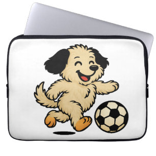 Hondje speelt voetbal laptop sleeve