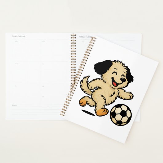 Hondje speelt voetbal planner (Display)