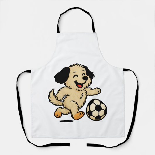 Hondje speelt voetbal schort (Voorkant)