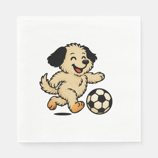 Hondje speelt voetbal servet (Voorkant)