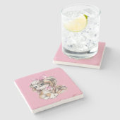 Hondje Stone Coaster Stenen Onderzetter (Zijkant)