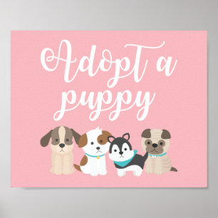 Hondje Verjaardagsfeest Bord Adopt a Puppy Roze Poster