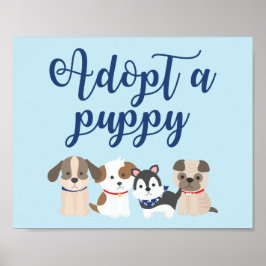 Hondje verjaardagsfeest bord Adopteer een puppy Bl Poster