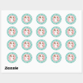 Hondje verjaardagsfeest sticker mint en roze (Vel)