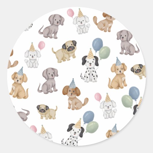 Hondje Verjaardagsfeest Stickers (Voorkant)