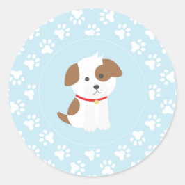 Hondje verjaardagsfeest stickers blauwe pootafdru