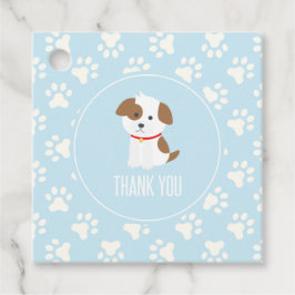 Hondje verjaardagsfeestje bedank kaartjes blauw bedankjes labels