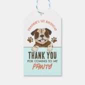Hondje verjaardagsfeestje Bulldog Bedankt Cadeaulabel (Voorkant)