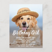 Hondje verjaardagsfeestje Persoonlijke foto van hu Uitnodiging Briefkaart (Voorkant)