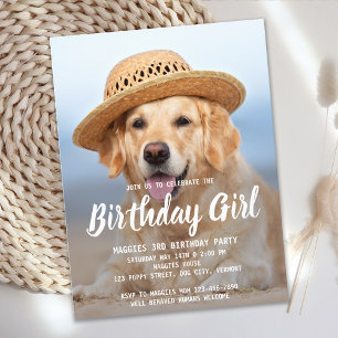 Hondje verjaardagsfeestje Persoonlijke foto van hu Uitnodiging Briefkaart