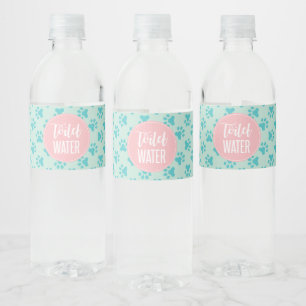 hondje verjaardagsfeestje toilet waterfles labels etiket