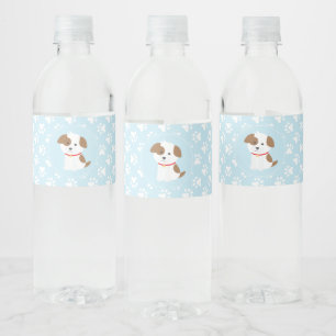 hondje verjaardagsfeestje waterfles labels blauw etiket