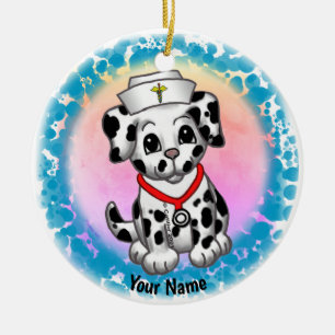 Hondje Verpleegster Keramisch Ornament