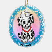 Hondje Verpleegster Keramisch Ornament (Links)