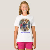 Hondje Vier Juli T-shirt (Voorkant volledig)