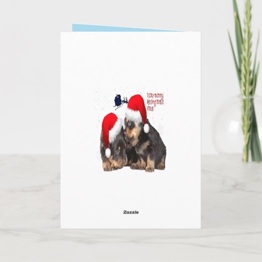 Hondje Witte Kerstmis Met Kerstman slee </br> beco Feestdagen Kaart (Achterkant)