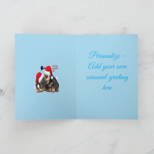 Hondje Witte Kerstmis Met Kerstman slee </br> beco Feestdagen Kaart (Binnen)