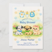 Hondjes Baby Shower Uitnodiging (Voorkant)