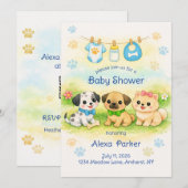 Hondjes Baby Shower Uitnodiging (Voorkant / Achterkant)