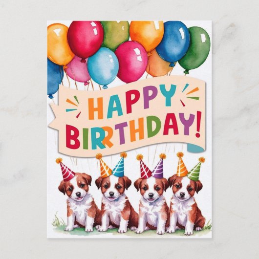Hondjes Gefeliciteerd met je verjaardag Briefkaart (Voorkant)