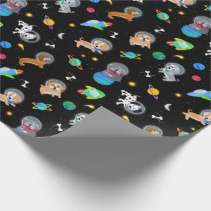 Hondjes In De Ruimte Waterverf Hond Astronauten Cadeaupapier