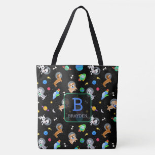 Hondjes In De Ruimte Waterverf Hond Astronauten Tote Bag