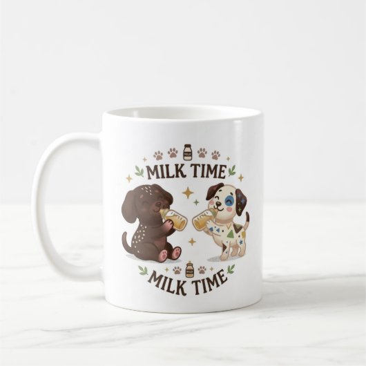 hondjes melk tijd  koffiemok (Links)