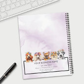 Hondjes met bloemenkrans, waterverf paars notitieboek