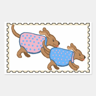 Hondjes Nepzegel Rechthoekige Sticker