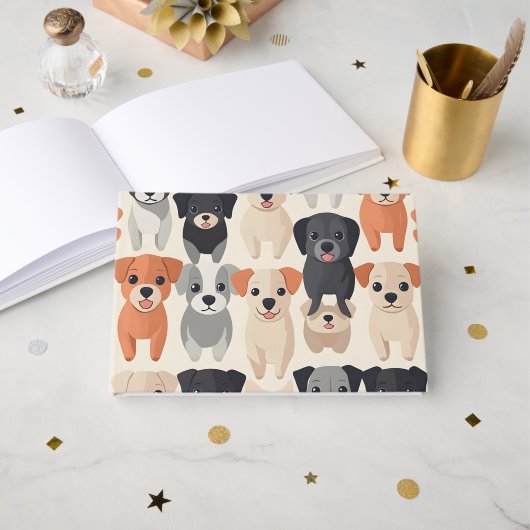 Hondjes Patroon Papier Gastenboek (Voorkant open)