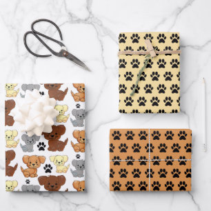 Hondjes & Pootafdruk Inpakpapier Set Vel