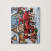Hondjes van beagle rode vrachtwagen Kerstmis Sneeu Legpuzzel (Verticaal)