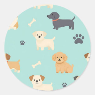 Hondjespatroon met schattige puppy's ronde sticker