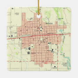 Hondo TX Topo Map Keramisch Ornament