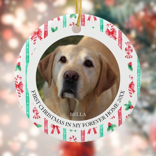 Hond's Eerste Kerstmis in Forever Home 2 Foto Keramisch Ornament
