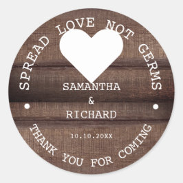 Hondsanitizer Favor verspreidt liefde Rustic Huwel Ronde Sticker