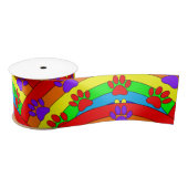 Hondschilderafdrukken en regenboogpatronen satijnen lint (Spoel)