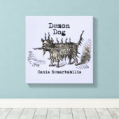 Hondsdemon Vintage Grappig Schattig Canvas Afdruk (Insitu (Houten vloer))